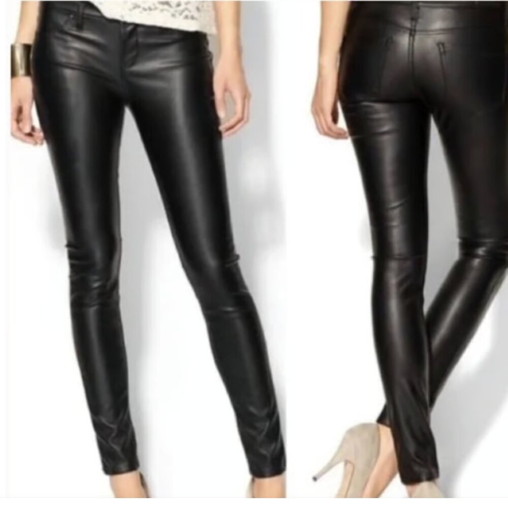 Blank NYC Mid-Rise Skinny Faux Leather, Vegan Leather Pant- Black, Size 25 (0-2)